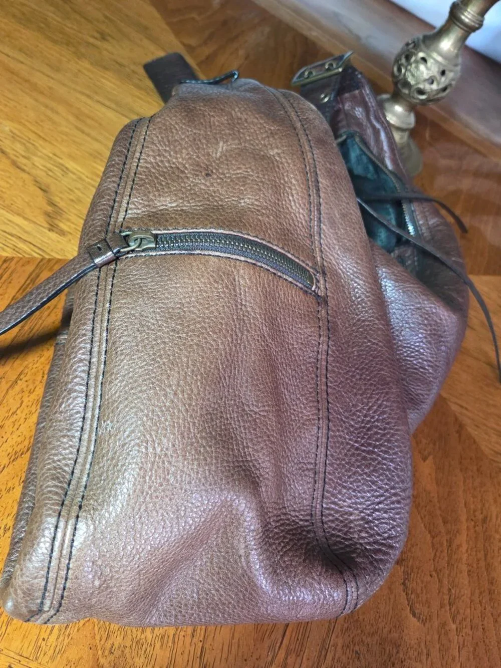 Vintage Banana Republic Hobo Bag Dark Brown Leather With Brass Hardware
